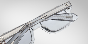 jacques marie mage sandro sulfur eckige sonnenbrille in transparent mit grauen gläsern