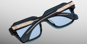 jacques marie mage vivienne indigo eckige sonnenbrille in blau mit blauen gläsern