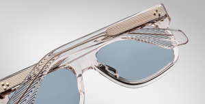 jacques marie mage yves cameo eckige sonnenbrille in rose mit blauen gläsern