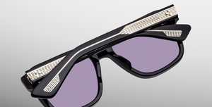 jacques marie mage yves fumee eckige sonnenbrille in schwarz mit grauen gläsern