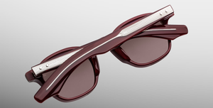 jacques marie mage zephirin 47 bordeaux empire eckige sonnenbrille aus acetat in rot mit braunen gläsern