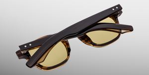 jacques marie mage zephirin 47 hazel, eckige sonnenbrille in havana mit brauen gläsern