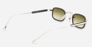 sato canicula p/b-1 rechteckige sonnenbrille aus titan in platinum und matt schwarz mit grünen verlaufsgläsern