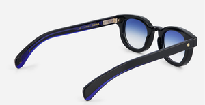 sato gienna E-1 pantoförmige acetat sonnenbrille in schwarz mit blauen verlausfgläsern