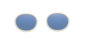 eyevan 804 924 ovale sonnenbrille in gold mit verschiedenen glaseinsätzen und blauen gläsern