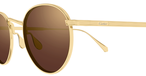 Cartier CT0626S 007 pantoförmige sonnenbrille aus titan in gold mit braunen gläsern