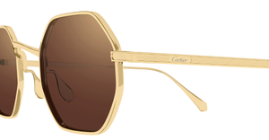 Cartier Ct0627S 002 eckige sonnenbrille aus titan in gold mit braunen gläsern