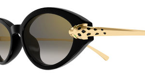 cartier ct0634s 001 ovale sonnenbrille in schwarz und gold mit grauen gläsern