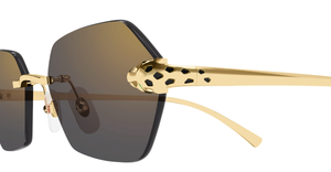 cartier ct0636s 001 eckige randlose sonnenbrille in gold mit grauen gläsern