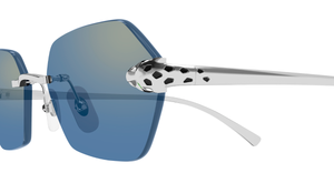 cartier ct0636s 004 eckige randlose sonnenbrille in silber mit hellblauen gläsern