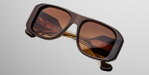 jacques marie mage alfie london eckige sonnenbrille in braun mit dunklen orangenen verlaufsgläser