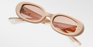jacques marie mage besset dust suede ovale sonnenbrille in matt orange mit orangen gläsern