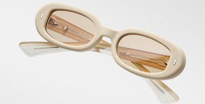 jacques marie mage besset suede collection sun suede ovale sonnenbrille in matt gelb mit hellen gelben Gläsern