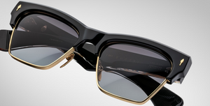 jacques marie mage bugsy ecplise2 cateye sonnenbrille in schwarz und gold mit dunkel grauen verlaufsgläsern