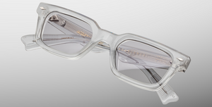 jacques marie mage casablanca sulfur eckige sonnenbrille aus acetat in grau transparent mit grauen gläsern