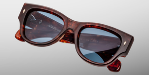 jacques marie mage chelsea breccia eckige sonnenbrille in havana mit blauen gläsern