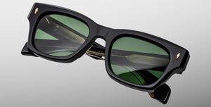 jacques marie mage dealan53 venom eckige sonnenbrille in schwarz mit grünen gläsern