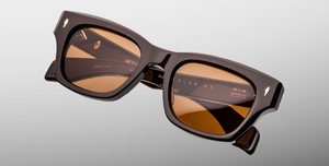 jacques marie mage dealan 53 walnut eckige sonnenbrille in braun mit orangenen gläsern