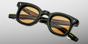 jacques marie mage devaux borneo eckige grüne sonnenbrille mit orangenen gläsern