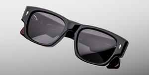 jacques marie mage dino bloodstone eckige sonnenbrille in schwarz mit grauen gläsern