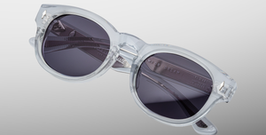 jacques marie mage dr.dream sulfur ovale sonnenbrille in grau transparent mit grauen gläsern