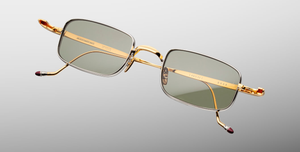 jacques marie mage dusk electrum eckige sonnenbrille aus titan in gold und silber mit grünen gläsern