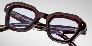 jacques marie mage eichler cherry eckige sonnenbrille in weinrot mit violetten gläsern