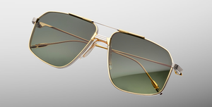 jacques marie mage jagger musket aviator sonnenbrille aus titan in gold mit grünen verlaufsgläser