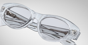 jacques marie mage krasner sulfur ovale sonnenbrille in transparent mit grauen gläsern