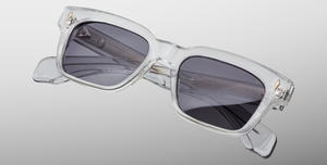 jacques marie mage molino sulfur eckige sonnenbrille in grau transparent mit grauen gläsern