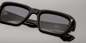jacques marie mage walker bloodstone eckige sonnenbrille in schwarz mit dunkelgrauen gläsern