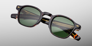 jacques marie mage zephirin 47 etna eckige sonnenbrille in havana mit grünen gläsern