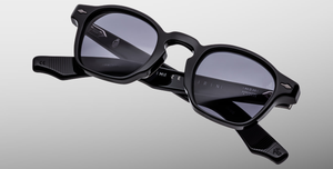 jacques marie mage zephirin raven eckige sonnenbrille in schwarz mit grauen gläsern
