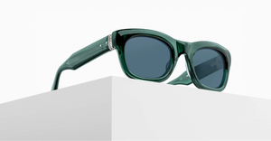 matsuda m1042 bottle green eckige sonnenbrille in grün mit blau grauen gläsern