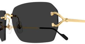 Cartier ct0644s 001 randlose sonnenbrille in gold mit grauen gläsern