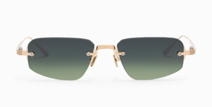 akoni juno three brushed 12k gold eckige randlose sonnenbrille in gold mit grau grünen verlaufsgläsern