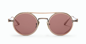 akoni eris antique gold runde aviator sonnenbrille aus titan in gold mit braunen gläsern