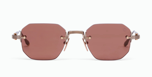 akoni juno-one antique gold eckige randlose sonnenbrille in antique gold mit braunen gläsern