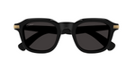 cartier 0536S 001 eckige sonnenbrille in schwarz mit grauen gläsern