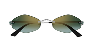 cartier ct0433s007 randlose sonnenbrille in silber mit grünen gläsern