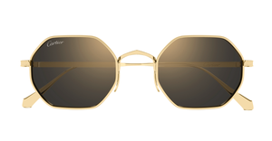 cartier ct0627s 001 eckige sonnenbrille aus titan in gold mit grauen gläsern