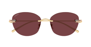 Cartier CT0685S 004 randlose sonnenbrille in gold mit rötlichen gläsern