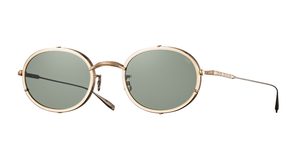 eyevan 804 819 ovale sonnenbrille in gold mit verschiedenen glaseinsätzen und grünen gläsern