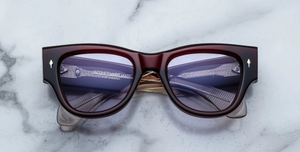 jacques marie mage chelsea cherry eckige sonnenbrille in rot mit violetten gläsern