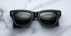 jacques marie mage dealan53 venom eckige sonnenbrille in schwarz mit grünen gläsern