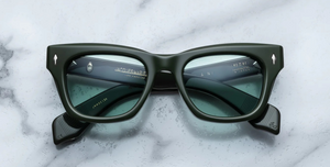 jacques marie mage dealan evergreen eckige sonnenbrille in grün mit grünen gläsern