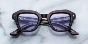 jacques marie mage eichler cherry eckige sonnenbrille in weinrot mit violetten gläsern
