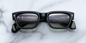 Jacques Marie Mage Jeff Cobra eckige Sonnenbrille in schwarz mit grün und hellgrünen Gläsern