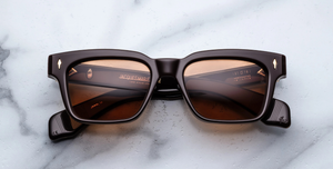 jacques marie mage molino walnut eckige sonnenbrille in braun mit orangenen gläsern