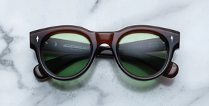 jacques marie mage molitor zoltar panto sonnenbrille in braun mit grünen gläsern